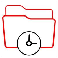 Folder History and Folder icon concept in red line color vector