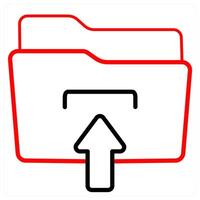 Folder Upload and Folder icon concept in red line color vector