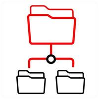 Subfolder and Folder in red line color vector