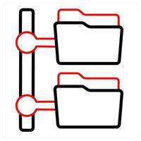 Folder Tree and Folder icon concept in red line color vector