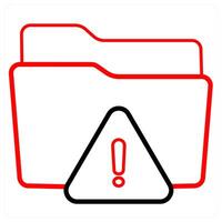 Alert and Folder icon concept in red line color vector