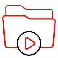 Folder and Folder icon concept in red line color vector