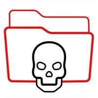Confidential Folder and Folder icon concept in red line color vector