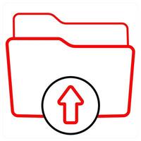 Upload Folder and Folder icon concept in red line color vector