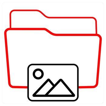 Image Folder and Folder icon concept in red line color vector