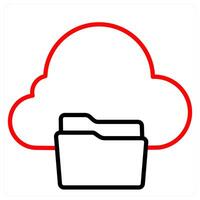Cloud Sharing and Folder icon concept in red line color vector