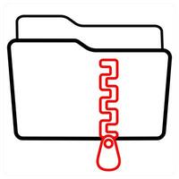Zip Folder and Folder icon concept in red line color vector