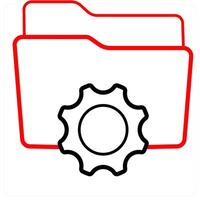 Folder Setting and Folder icon concept in red line color vector