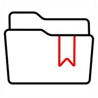 Bookmark Folder and Folder icon concept in red line color vector
