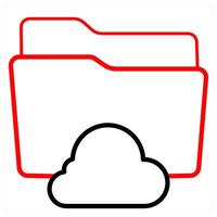 Cloud folder and Folder icon concept in red line color vector
