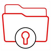 Secured Folder and protection icon concept in red line color vector
