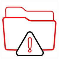 Warning and Folder icon concept in red line color vector