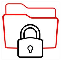 Secured Folder and secure icon concept in red line color vector