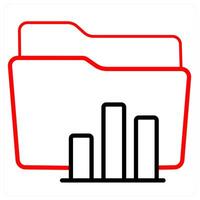 Statistic Folder and Folder icon concept in red line color vector