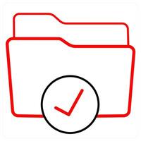 Folder Access and Folder icon concept in red line color vector