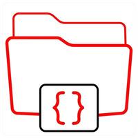 Folder Code and Folder icon concept in red line color vector