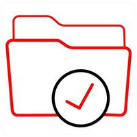 Access and Folder icon concept in red line color vector