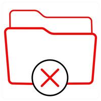 Remove Folder and delete Folder icon concept in red line color vector
