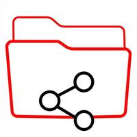 Share Folder and Folder concept in red line color vector