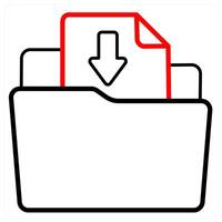 Document Folder and Upload icon concept in red line color vector
