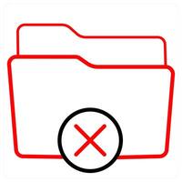 Remove Folder and delete icon concept in red line color vector