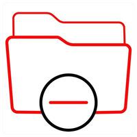 Minus Folder and Folder icon concept in red line color vector