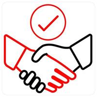 Partnership icon concept in red line color vector