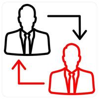 Teamwork icon concept in red line color vector