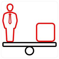Balance icon concept in red line color vector