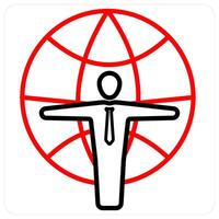 Global Business icon concept in red line color vector