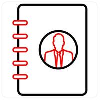 Employee register icon concept in red line color vector