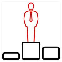 Employee Rank icon concept in red line color vector