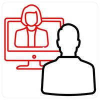 Conference icon concept in red line color vector