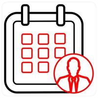 Employee Calendar icon concept in red line color vector