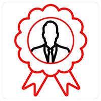 Badge icon concept in red line color vector