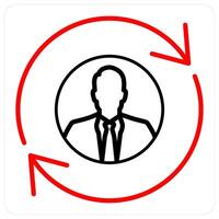 Employee icon concept in red line color vector