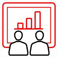 Presentation icon concept in red line color vector