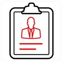 Employee Details icon concept in red line color vector