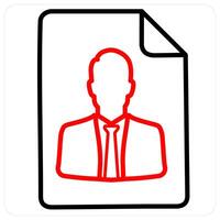 Portfolio and profile icon concept in red line color vector