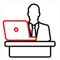 Busy icon concept in red line color vector