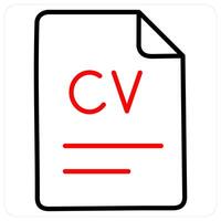 Resume and CV icon concept in red line color vector