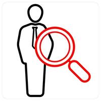 Search Employee icon concept in red line color vector