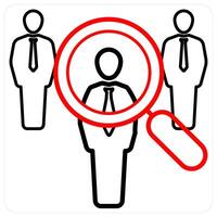 Job Hunt icon concept in red line color vector