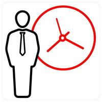 Employee Time icon concept in red line color vector