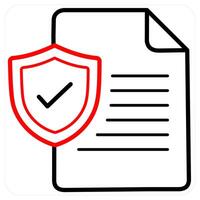 Insurance Policy Document icon in red line color vector