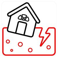 Earthquake Damage icon concept in red line color vector