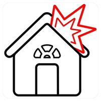 Home Explosion icon concept in red line color vector