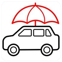 Car Insurance icon in red line color vector
