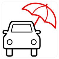 Vehicle Insurance icon in red line color vector