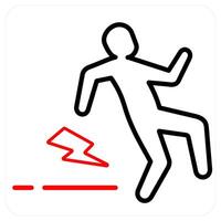 Home Injury icon concept in red line color vector